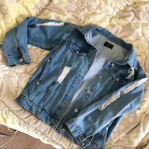light blue ripped denim jacket🦋